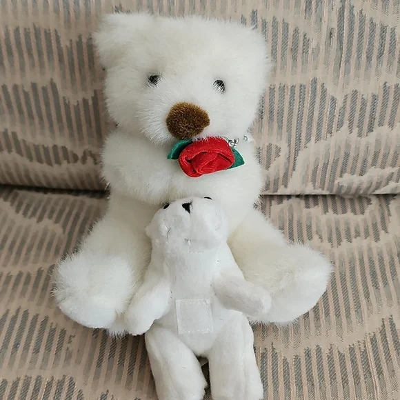 Vintage Russ Berrie Mama & Baby Bear "Creampuff" - Picture 6 of 12